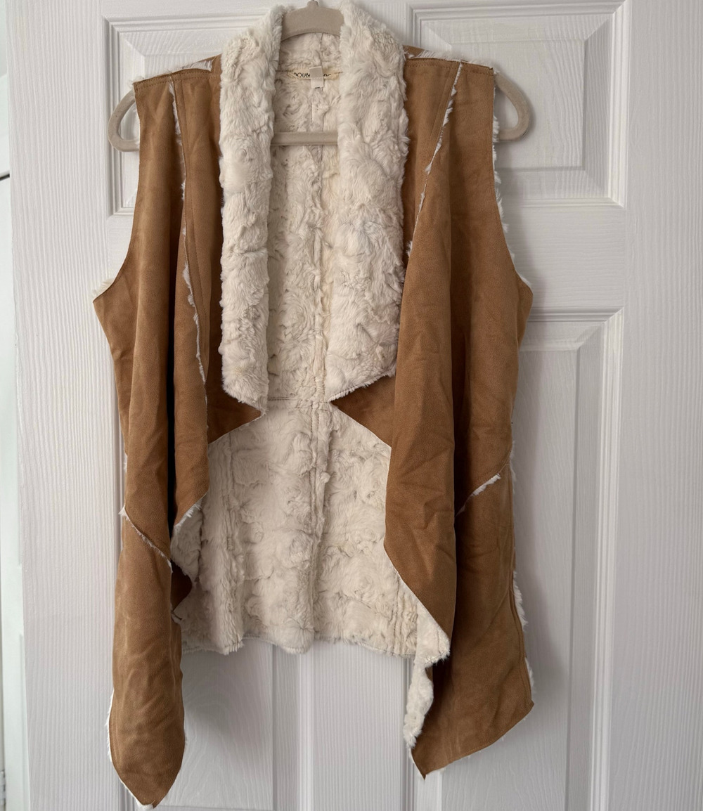 Double Zero Women's Faux Leather Suede Sherpa Lined Vest Size Large